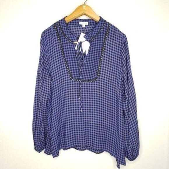 Eyeshadow NWT plaid embellished shirt OX - Picture 8 of 13